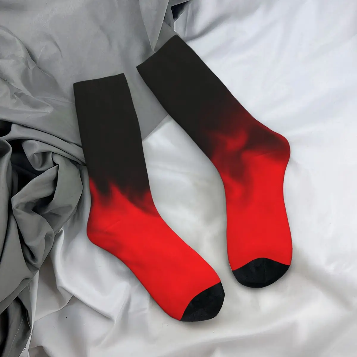 All Seasons Crew Stockings Dark Flame Gradient Graffiti Art Socks Harajuku Long Socks for Men Women Valentine's Day Gifts