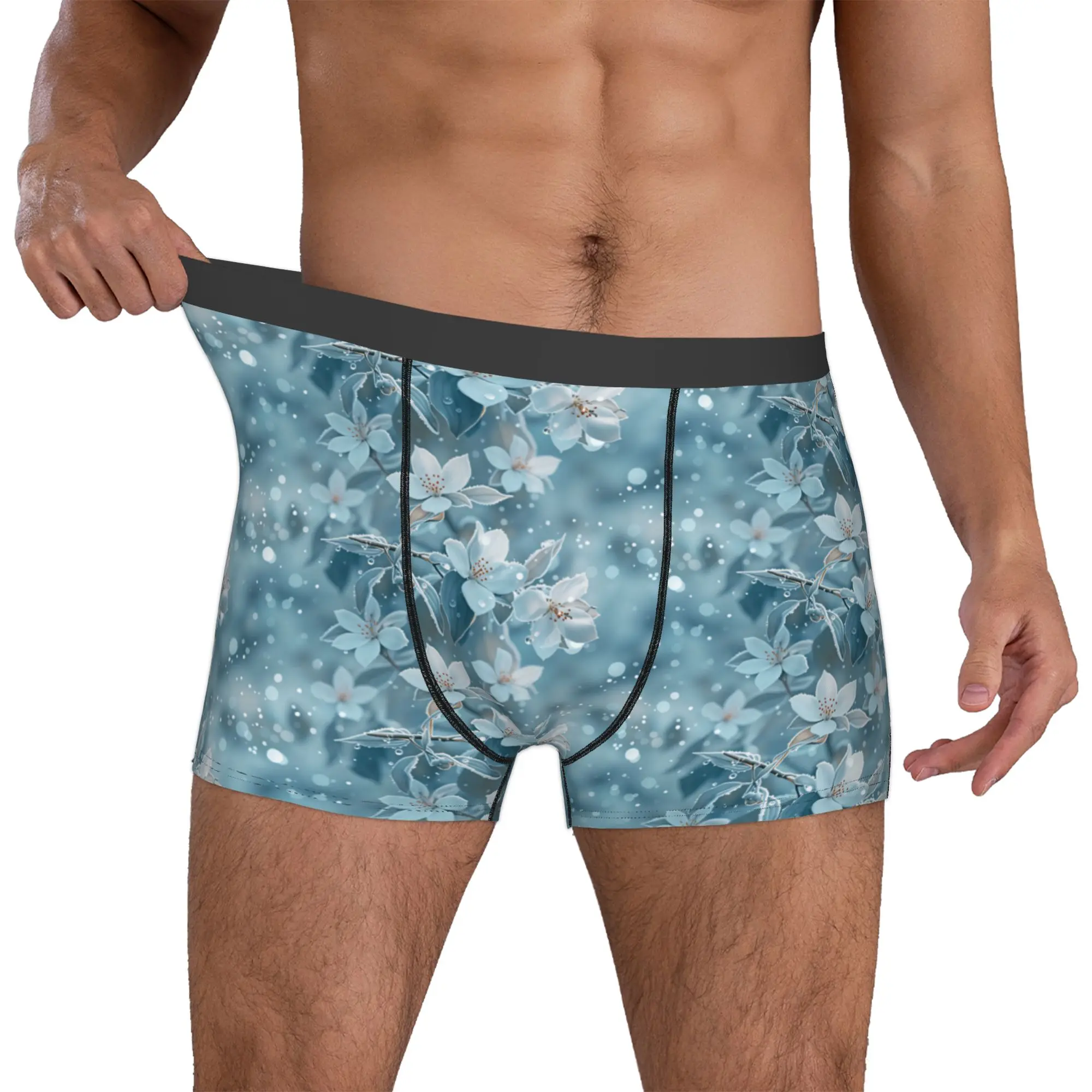 Luxury High 3D Floral Boxers Shorts Men Fashion Trend 3D Flowers Briefs Underwear Novelty Underpants