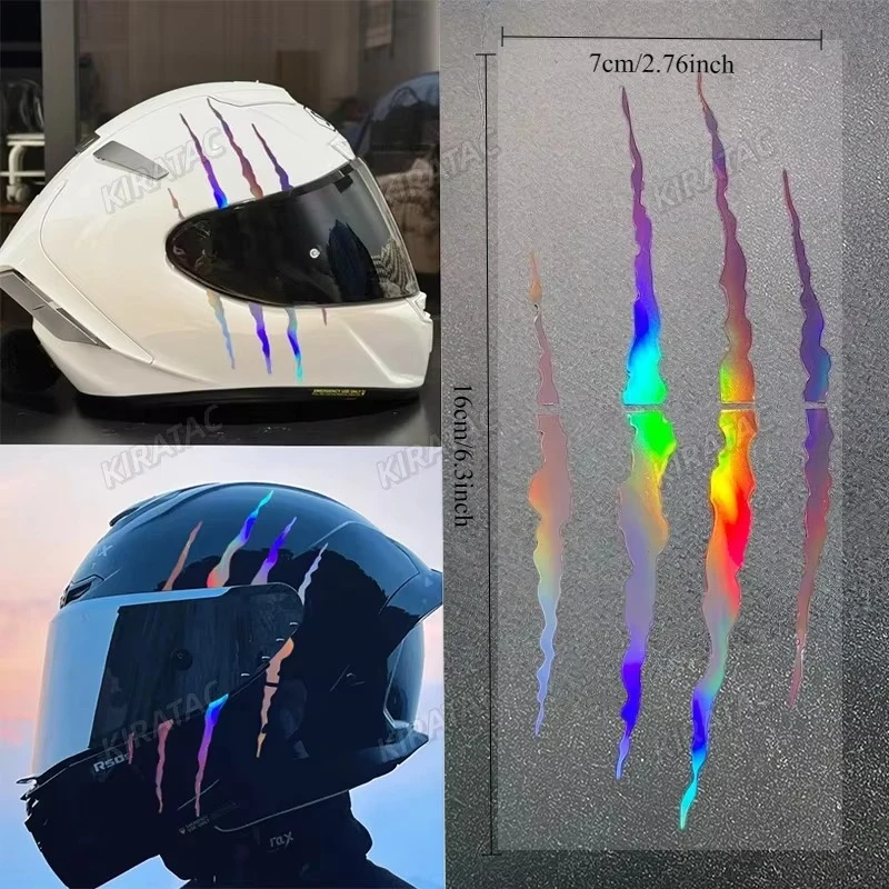 1PC Monster Claw Scratches Pink Laser Motorcycle Helmet Sticker DIY Motorcycle Fuel Tank Fairing Scooter Waterproof Vinyl Decals