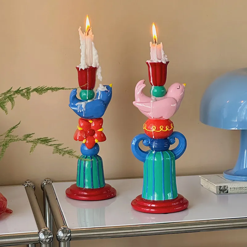 Vintage chic candlestick - perfect for candlelit dinners, colorful mid-century home decor, and creating ambiance onyour tabletop