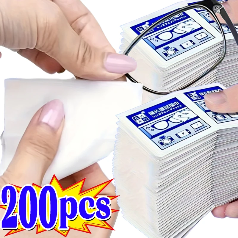 Nettoyant Anti-buée pour lunettes, tampons de nettoyage jetables, sans trace, séchage rapide, lingettes pour écran de téléphone, élimine l'huile et la poussière, 10/200 pièces