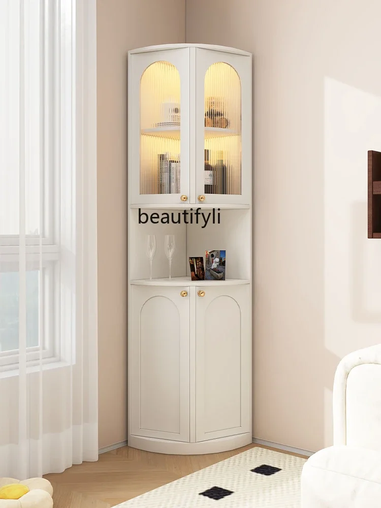 Light luxury, living room corner cabinet Cream wind corner cabinet Bedroom storage Triangle cabinet Corner rack