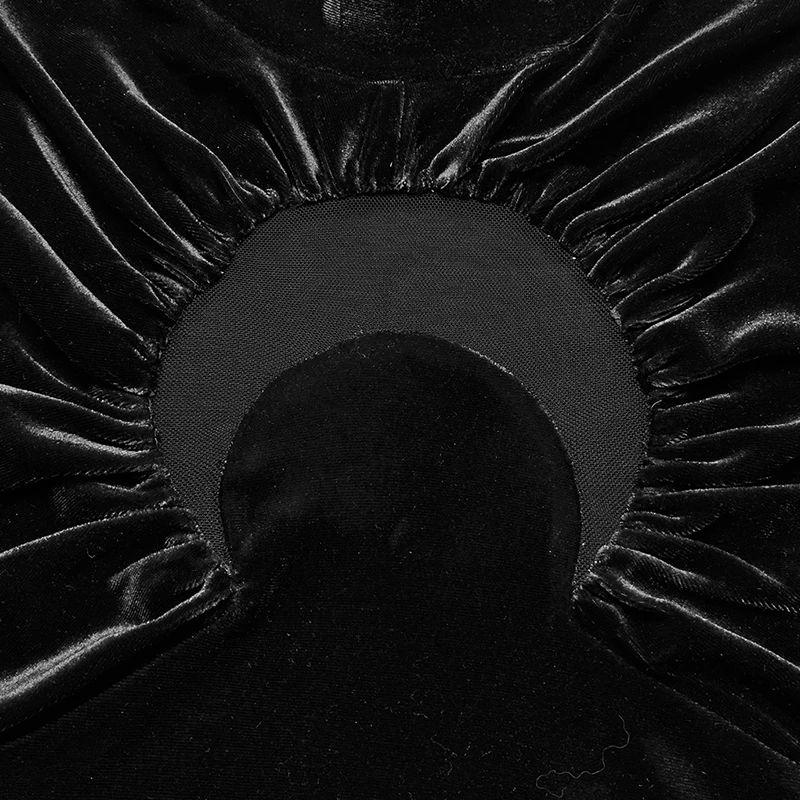 PUNK RAVE T-shirt da donna in velluto con stampa gotica quotidiana a mezzaluna prospettiva sexy con colletto rialzato Primavera/Autunno