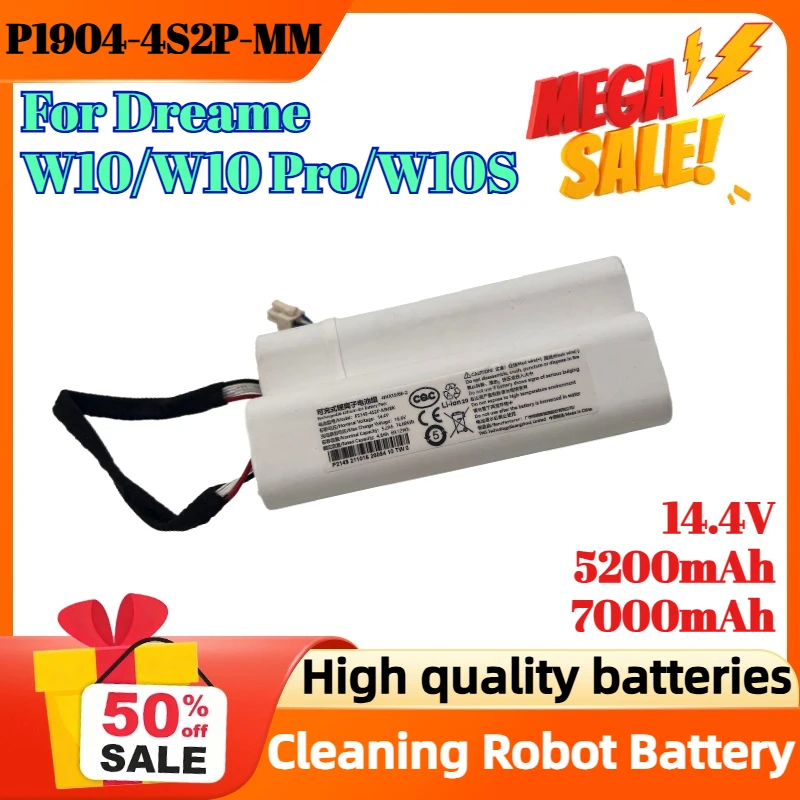

P1904-4S2P-MM 14.4V 5200mAh 7000mAh Rechargeable Battery for Dreame W10/W10 Pro/W10S Cleaning Robot Battery