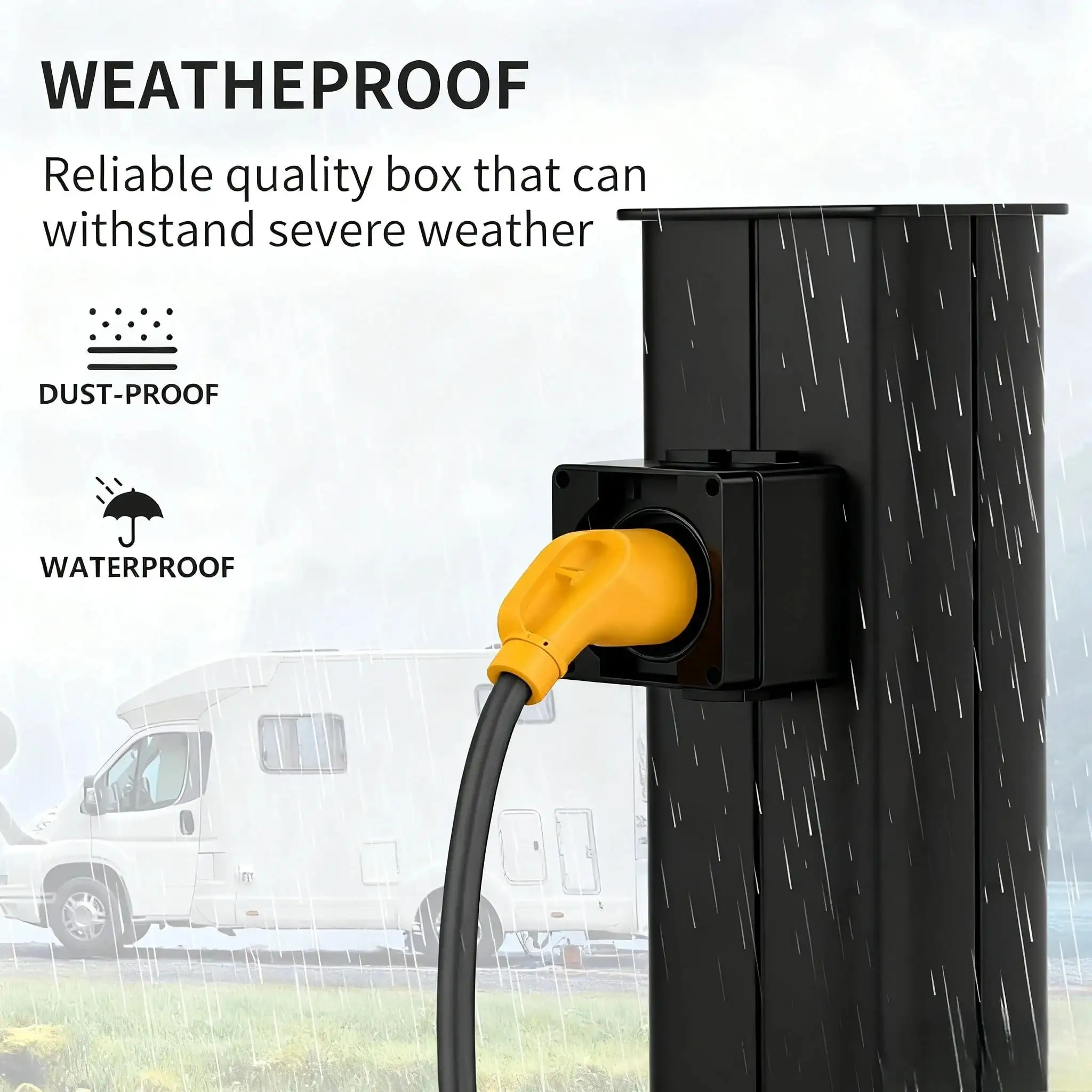 Caja de toma de corriente RV de 50 amperios, receptáculo NEMA14-50R para vehículos recreativos, generadores, soldadoras