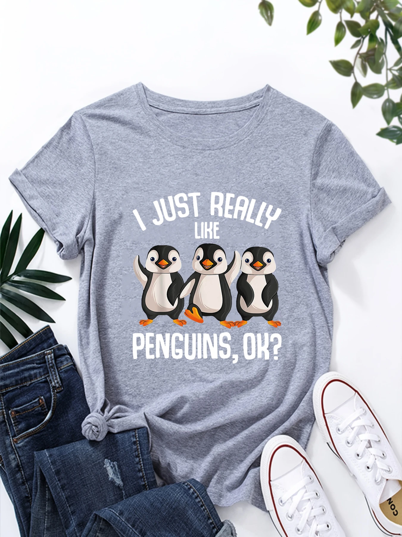 New Print Fashion Women T-Shirt Penguin Lover T-Shirt Female Short Sleeve O-neck T-Shirt Funny Cartoon Graphic Tshirt Streetwear