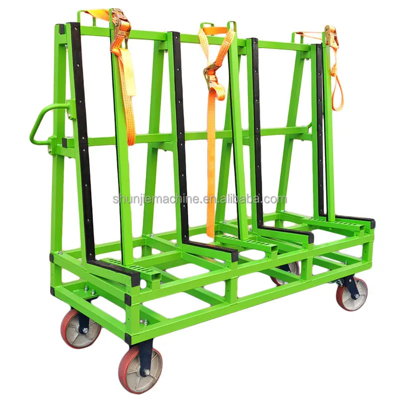 Production Workshop Designed 1600mm Length Heavy-duty Glass Slate Slab Transport Rack Glass Trolley