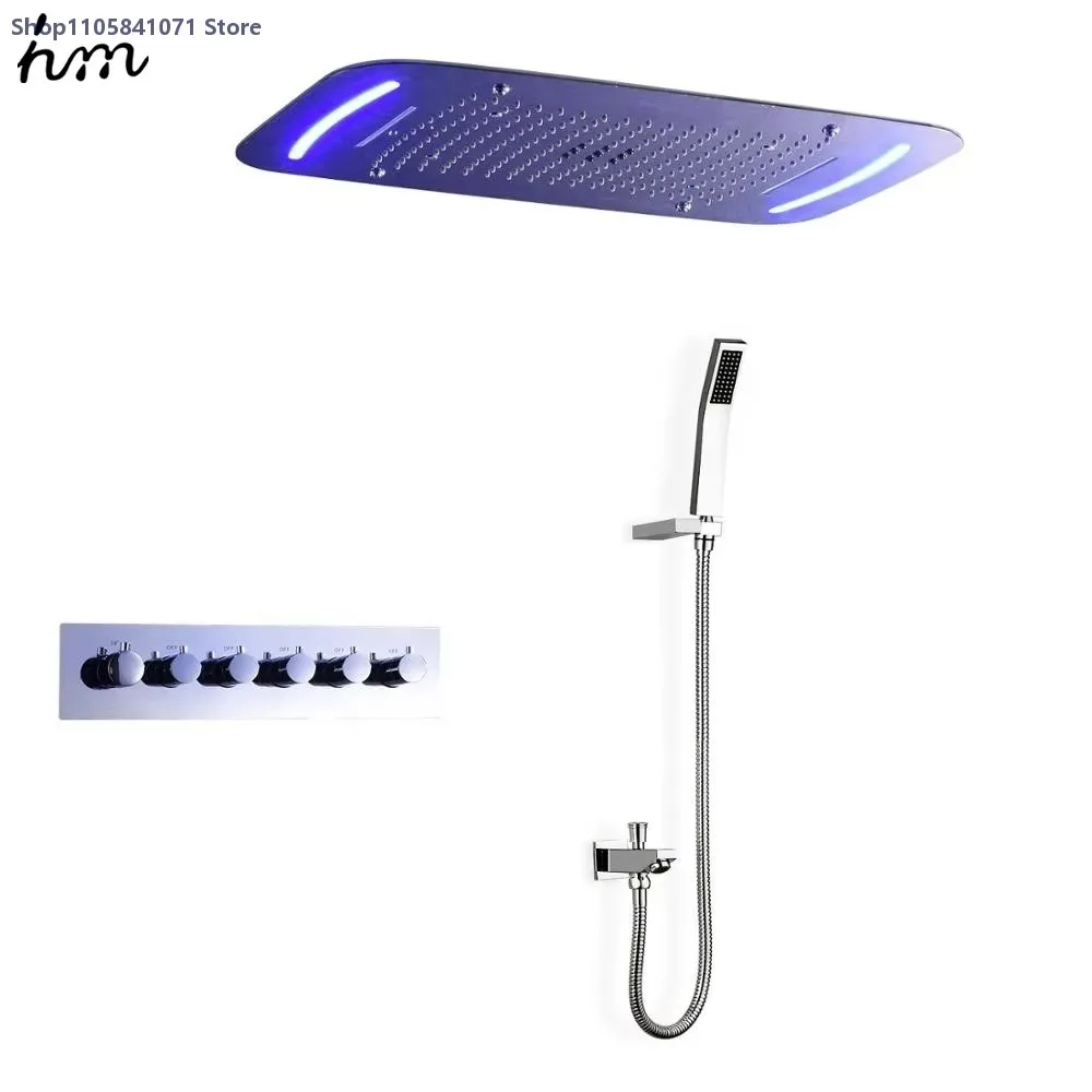 Luxury LED Shower Faucet Set Rainfall Waterfall Mist Spa Modes Colorful Romantic Bathroom Shower System Accessories