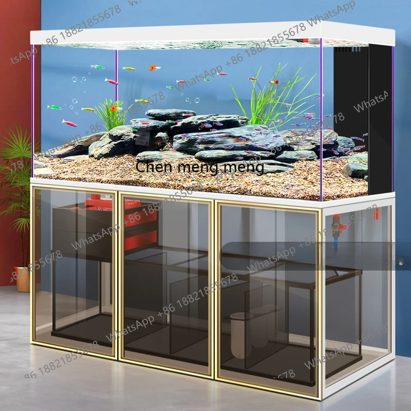 

Living room small bottom filter arowana tank household self-circulation ecological water-free ultra-white aquarium