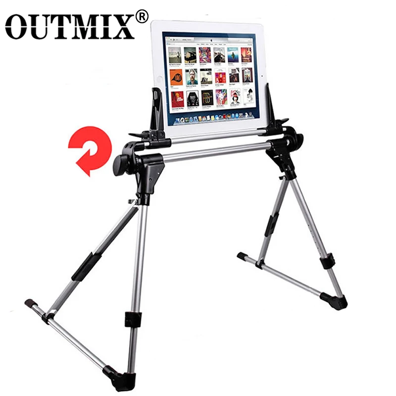 Stojak na tablet i telefon OUTMIX, regulowany, do łóżka, na podłogę, biurko, trójnóg, składany uchwyt biurkowy do iPhone'a, iPada, Galaxy Tab, podpórka.