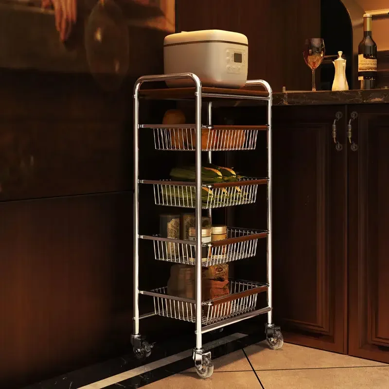 Middle times trolley cart for Restaurant house Dining room storage shelf partition move snacks storage sofa side narrow shelves