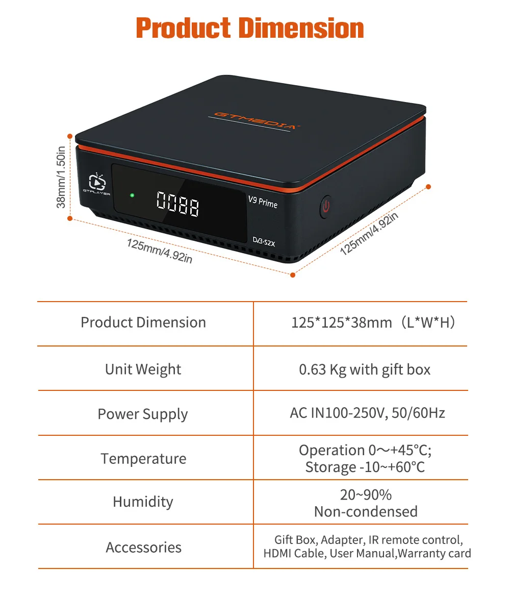 Imagem -04 - Gtmedia Receptor de Satélite v9 Prime Dvb-s s2 s2 Multi-stream Hevc H265 Built-in 2.4g Wi-fi Biss Rolo Automático Suporte Mars