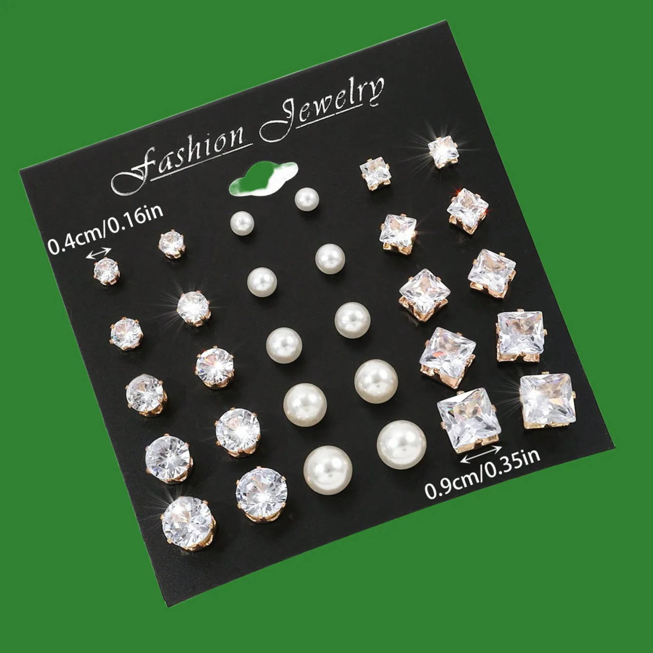 Autumn/Winter Geometric Heart-Shaped Crystal Zircon Studs Set