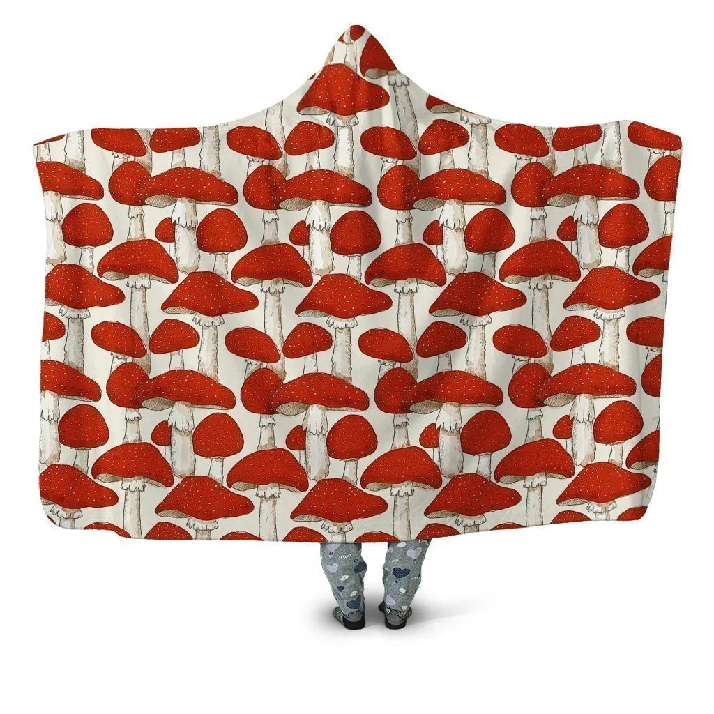 Edible Mushroom 3d printed Hooded Blanket Adult colorful child Sherpa Fleece Wearable Blanket Microfiber Bedding