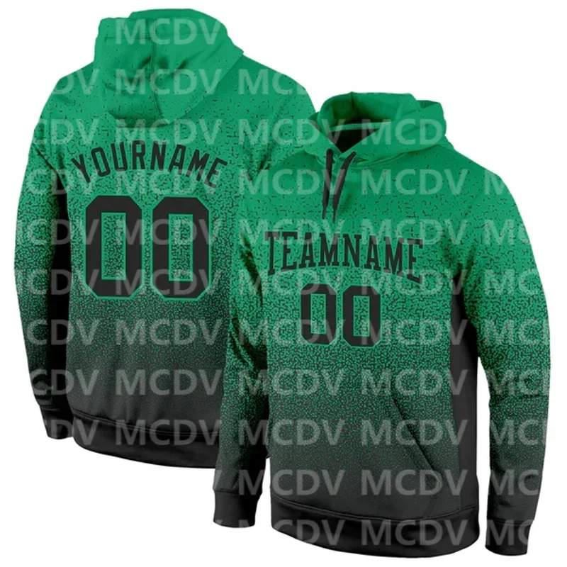 

Custom Stitched Kelly Green Black Fade Fashion Sports Pullover Sweatshirt Hoodie