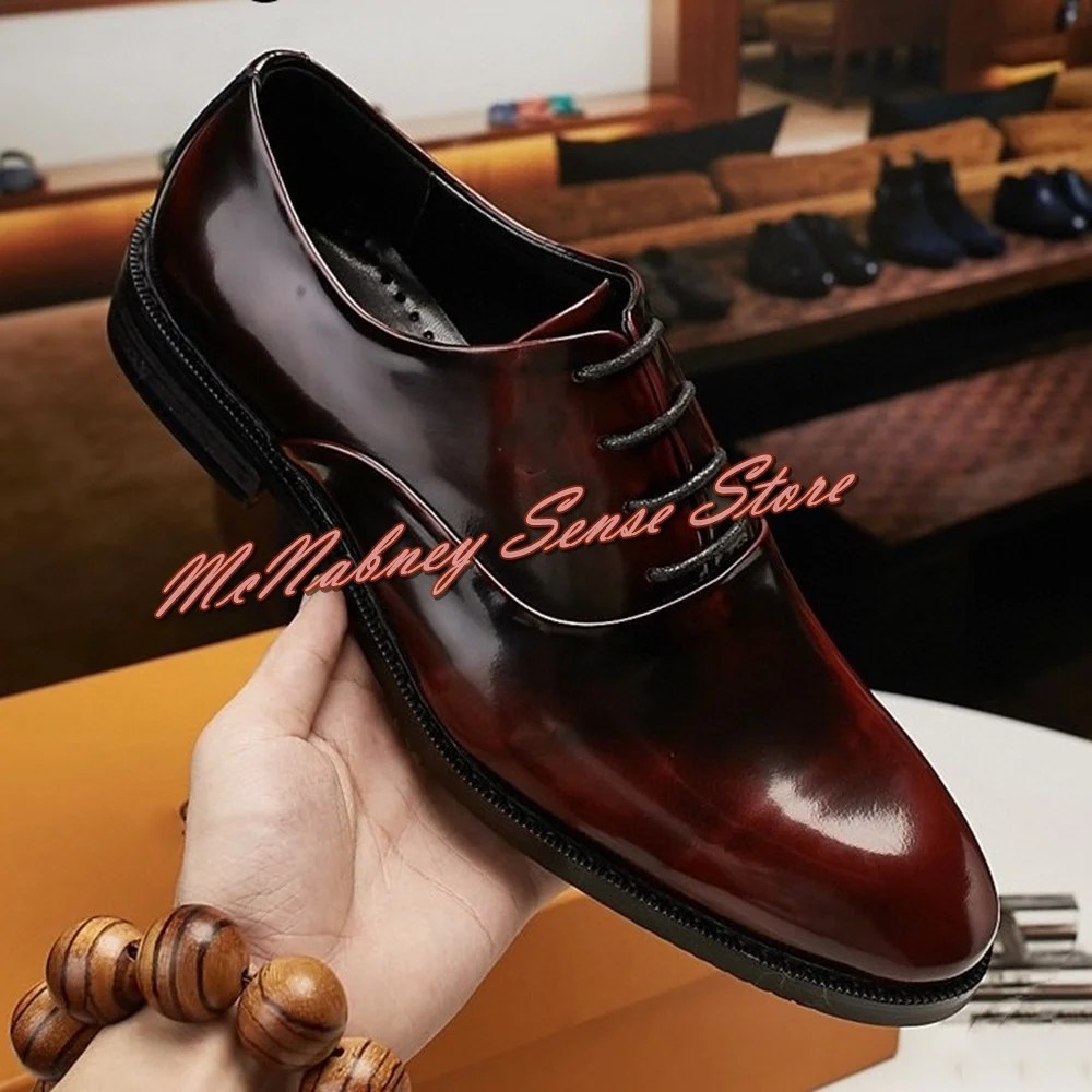 

Men Casual Leather Shoes Round Toe Patent Lace Up Shallow Spring Autumn Men Party Dress Shoe Large Size New Fashion Office Male