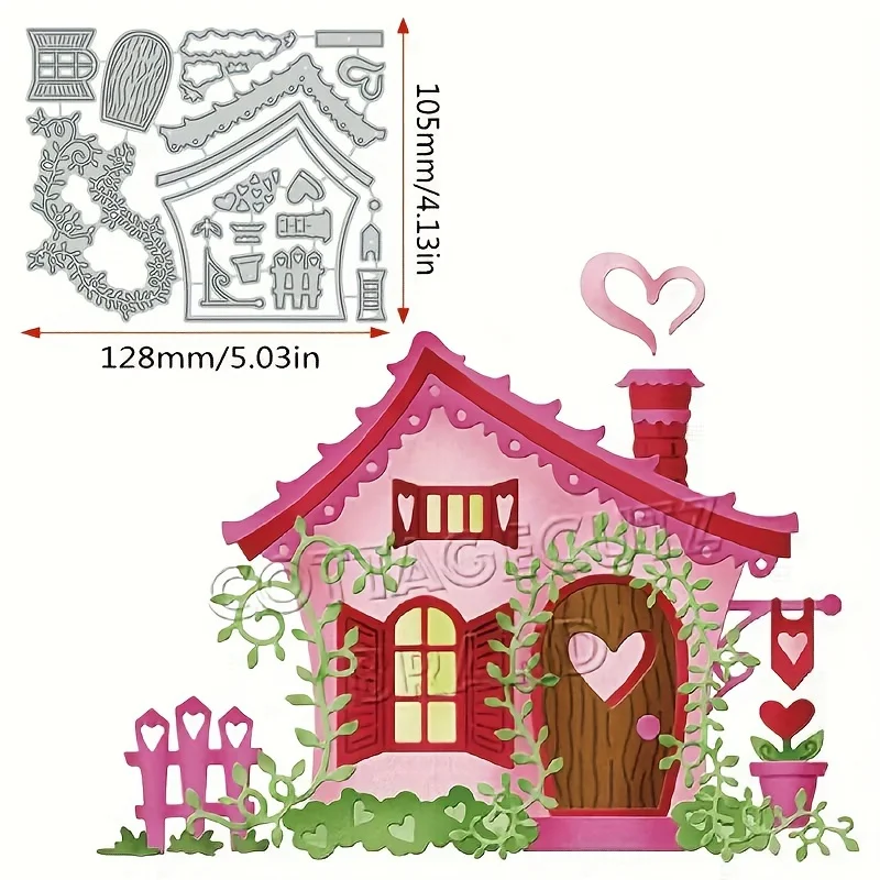 2024 New Ice Cream House Metal Cutting Die for Scrapbooking Decoration Handmade Stencil DIY Card Make Mould Model Craft Kid Gift