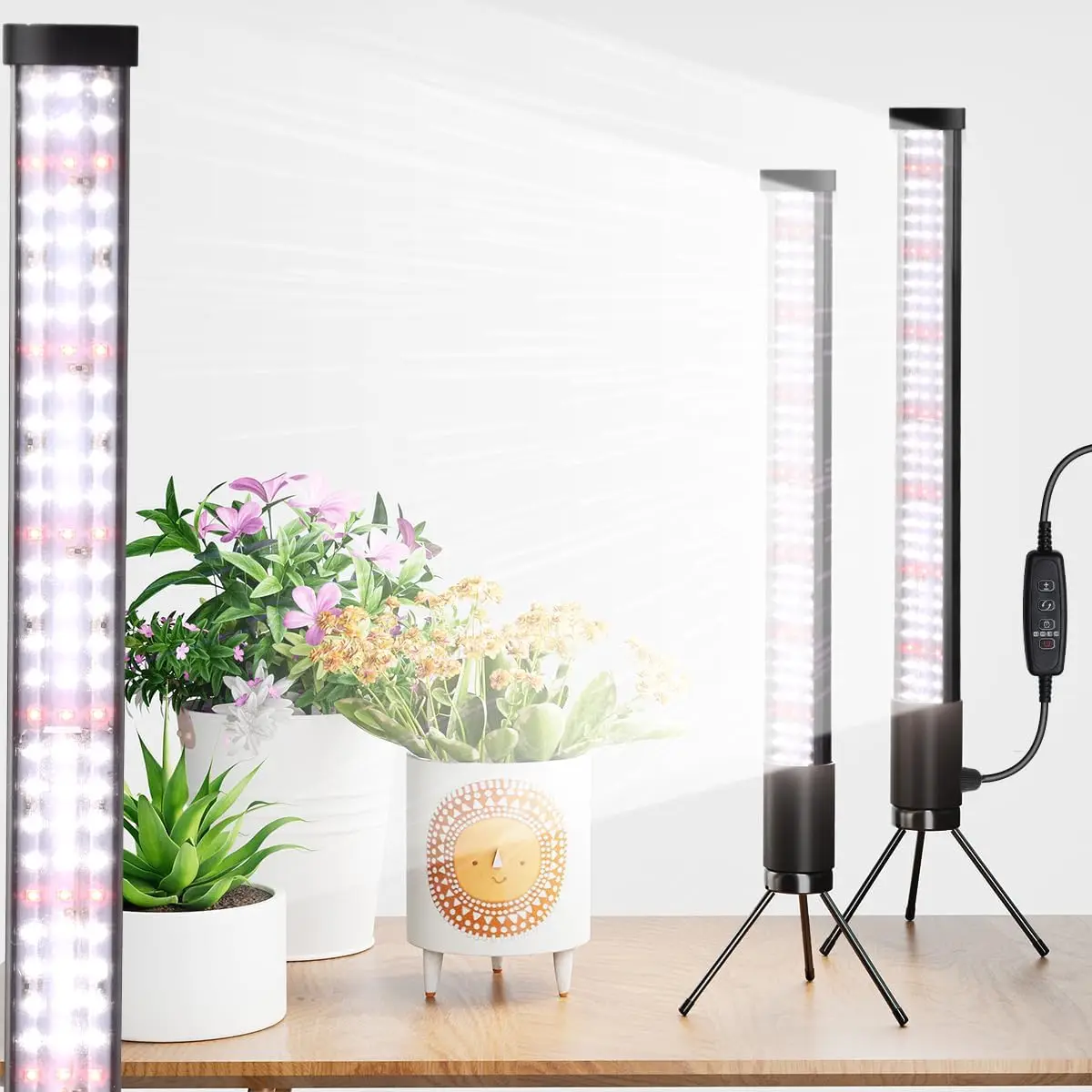T10 Vertical Standing LED Growing Plant Lamp, 5-Level Dimmable Auto On Off Timing 4/8/12/18Hrs Grow Lights for Indoor Plant