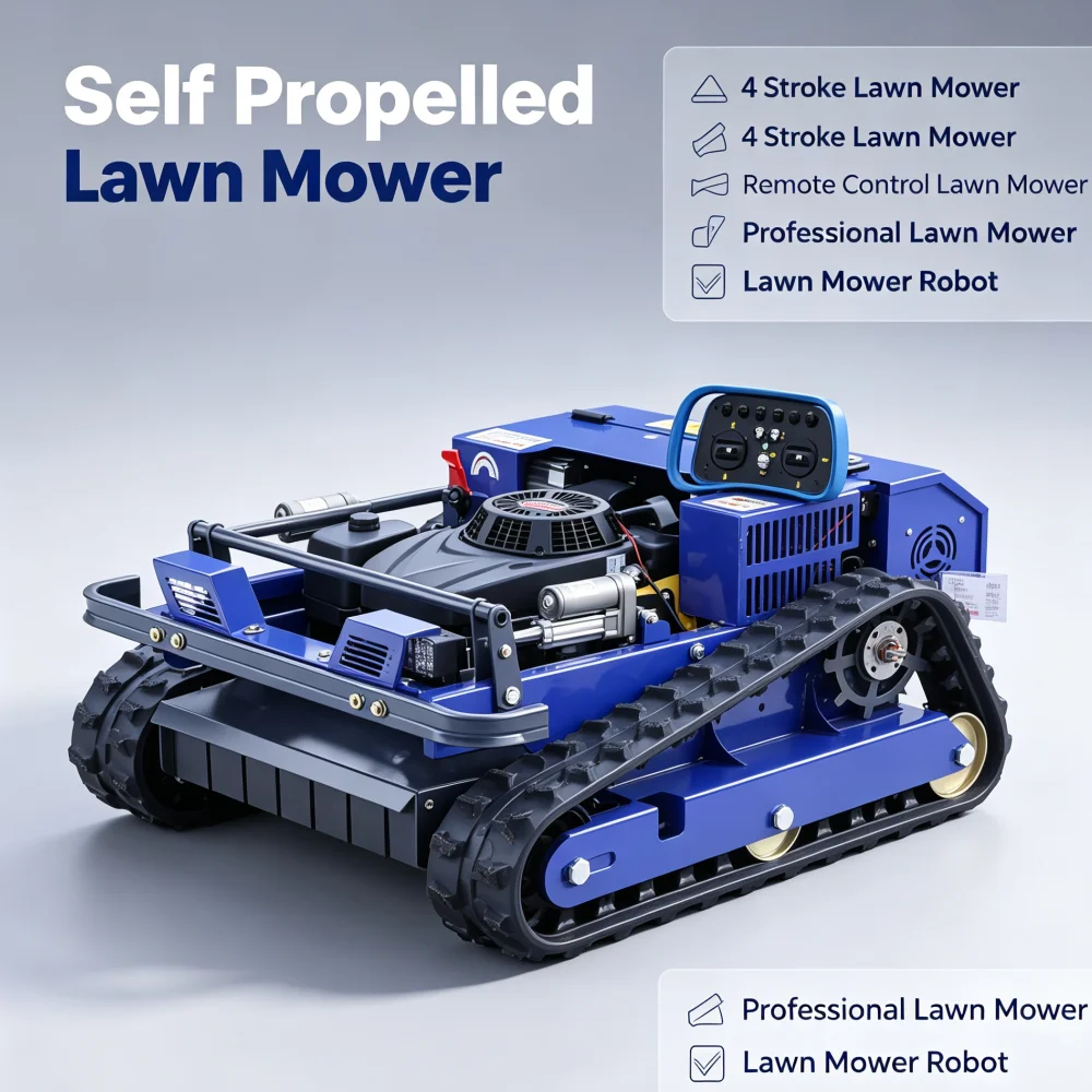 Customized Anti Slip Remote Control Lawn Mower 4 Stroke Lawn Mower For Sloped Woodland Shrub Removal Forest Grass Clearing Work