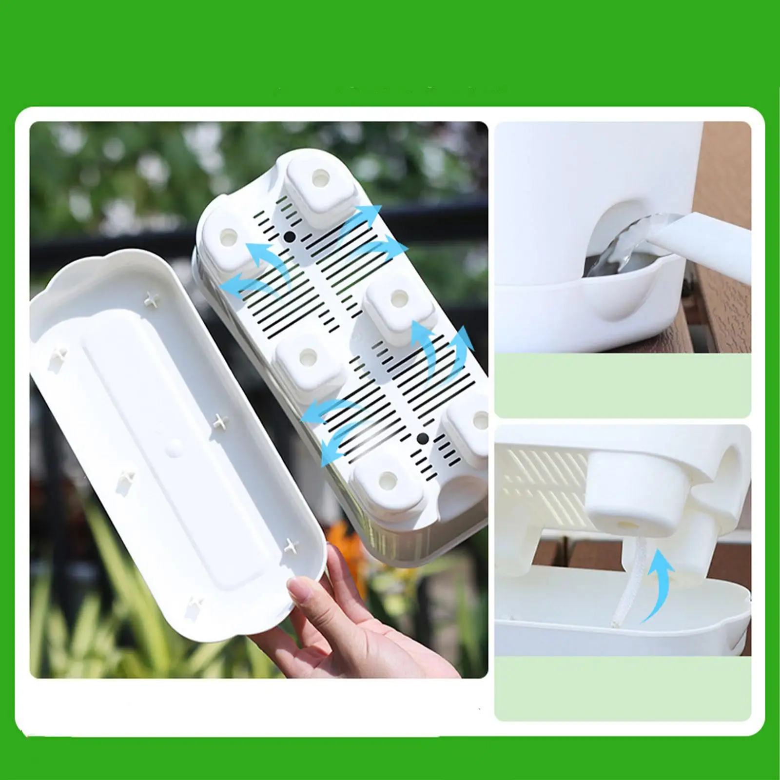 Window Box Planter Rectangular Flower Pot Multipurpose Breathable Simple Vegetables Growing Container for Porch Windowsill
