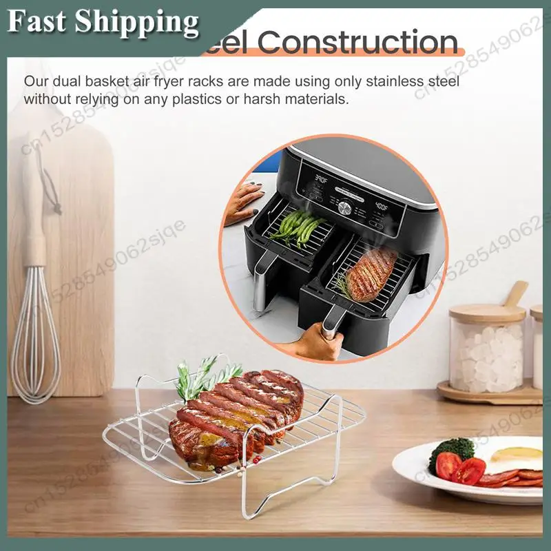-ABKM Air Fryer Rack For Ninja DZ201/DZ401 Foodi Accessories Stainless Steel Multi-Layer Stackable Dehydrator Rack