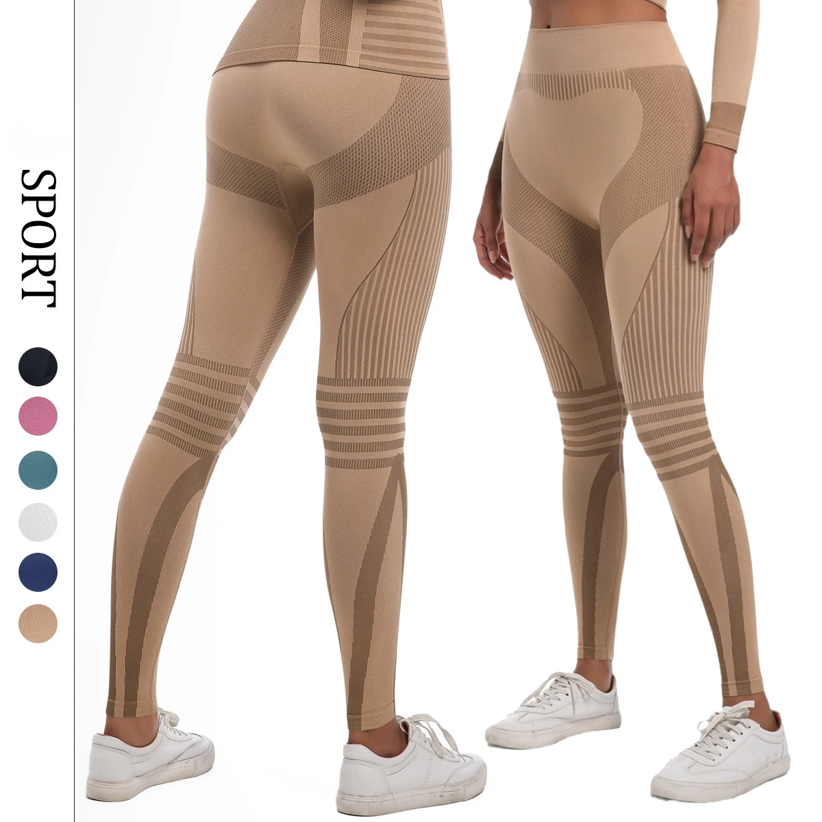 High Waisted Push Up Summer Breathable Yoga Pants Woman Sports Leggings Quick Drying Running Pants Stripe Peach Butt Yoga Pants