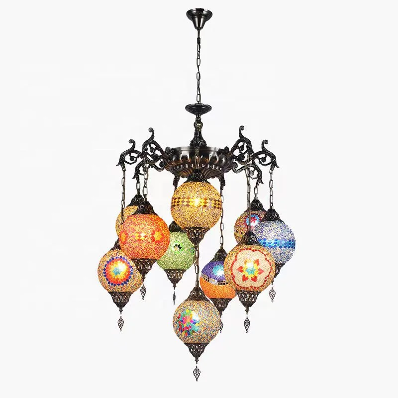 Turkish style stained glass Moroccan mosaic chandelier