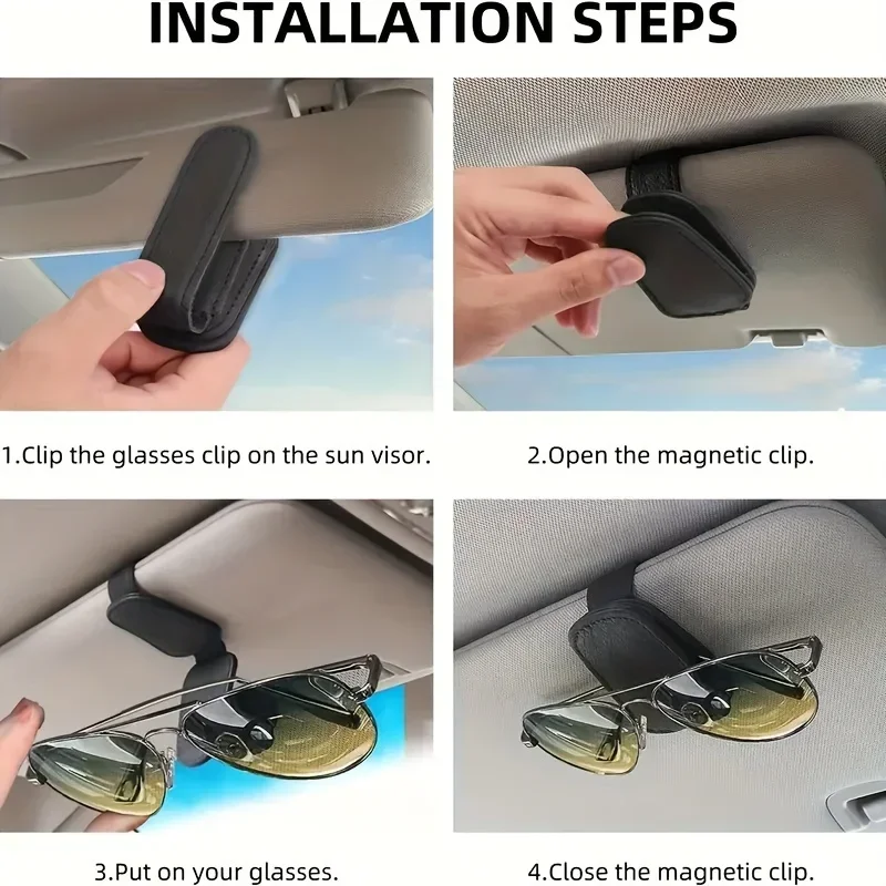 1Pcs sunglasses holder is suitable for car sunshades - magnetic leather sunglasses clip and ticket clip - car sunshade accessori image 4