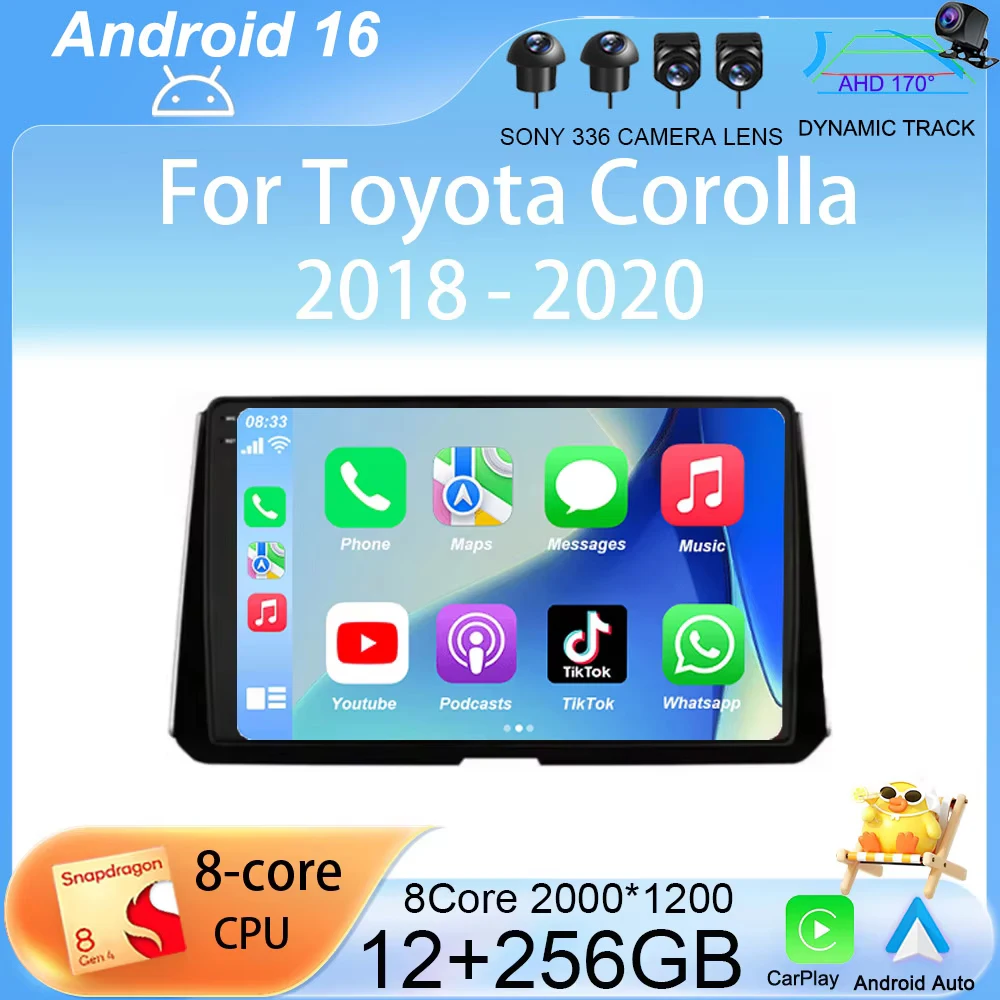 

Android 16 For Toyota Corolla 2018 2019 2020 Car Radio Multimedia Video Player Navi GPS FM BT Carplay Auto Stereo NO DVD