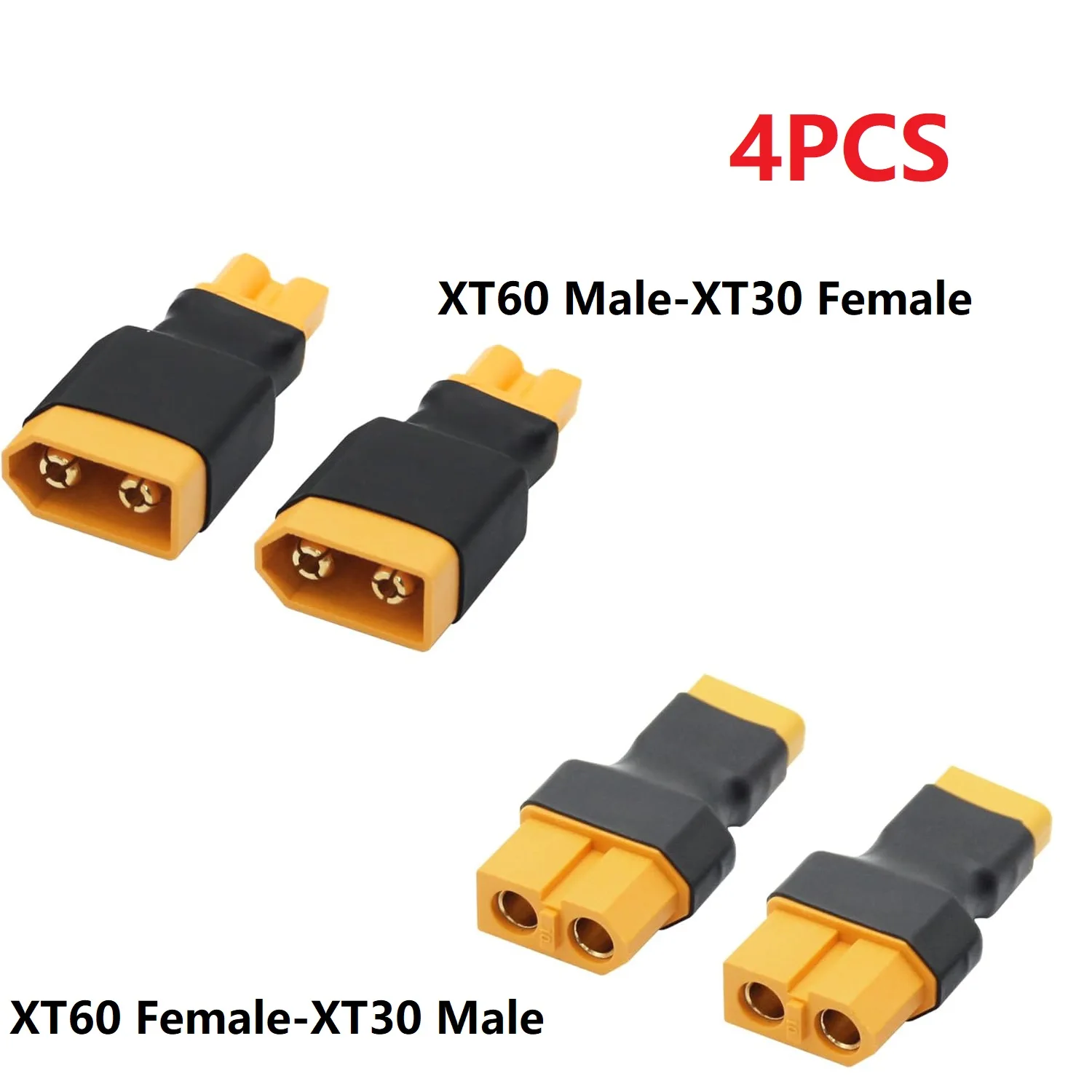 

4PCS Male/Female XT60 to XT30 Plug Female Male Adapter Converter Connector For LiPo Battery Plug Connector Pa