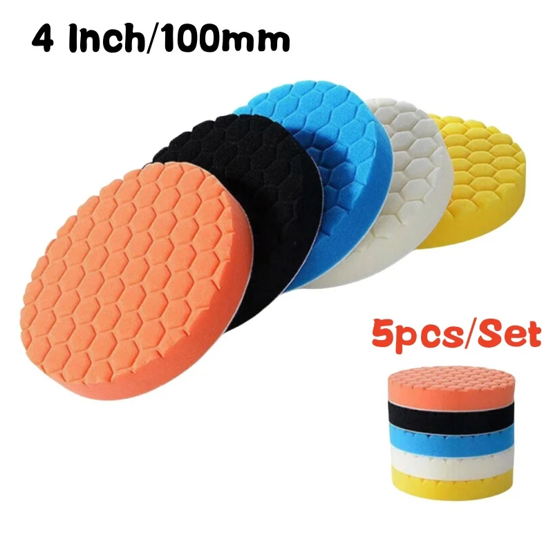3/4/5/6/7 zoll 5 stücke Auto Polieren Pad Kit Auto Selbst-Kleber Polieren Wachsen schwamm Rad Polieren Pad Für Auto Polierer Bohrer