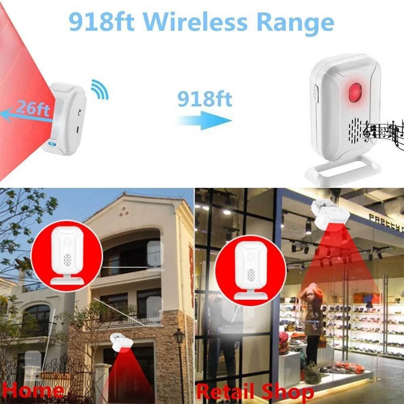 WSDCAM Wireless Welcome Doorbell PIR Motion Detector Burglar Alarm Infrared Sensor Visitor Alarm Chime Door Bell