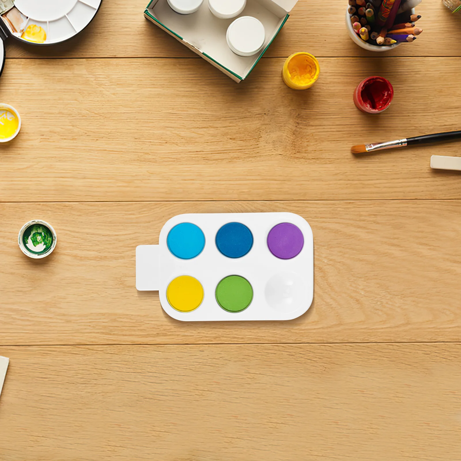 

15Pcs Empty Watercolour Palette with 6 Wells Smooth Blending Surface Portable Painting Tray for Artists Students Ideal Gouache