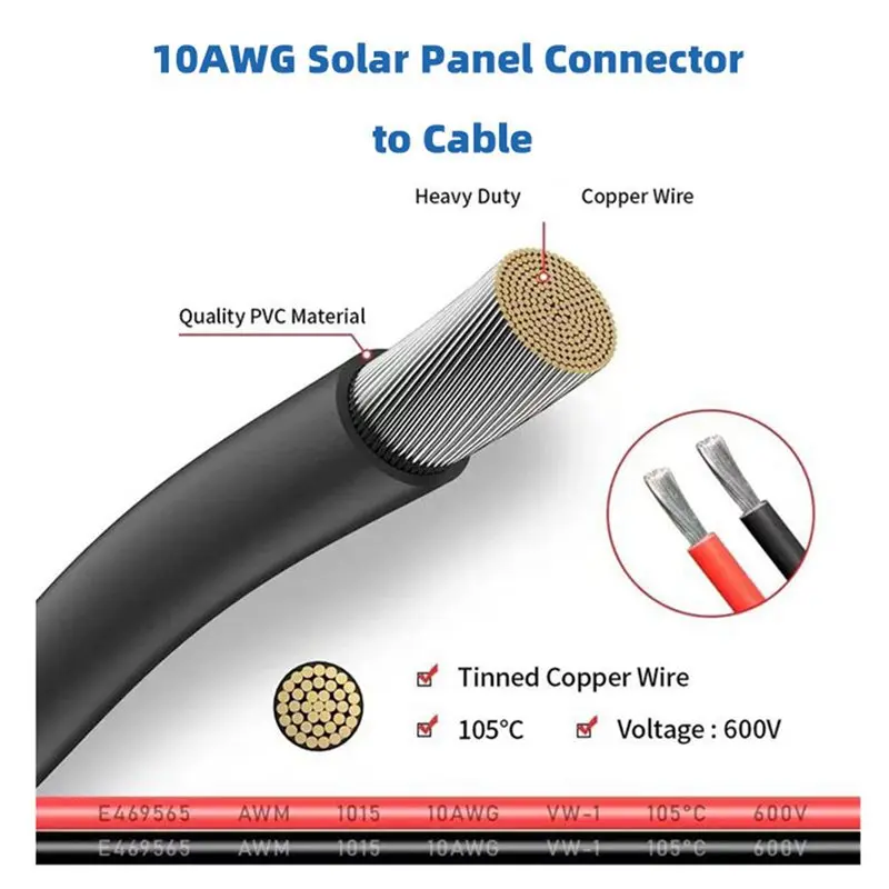 B29C-2Pcs 1.5M/5FT 14AWG Solar Panel Cable For For Dokio ALLPOWERS Jackery Goal Zero Solar Panel And Power Station.