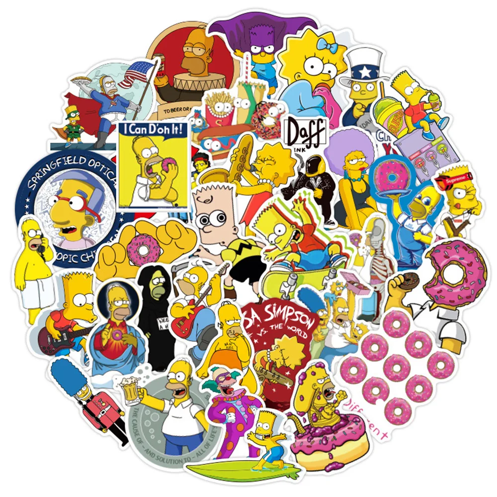 10/30/50PCS Simpson Family Cartoon Anime Comedy Stickers DIY Guitar Laptop Luggage Skateboard Graffiti Decals Fun for Kid Toys