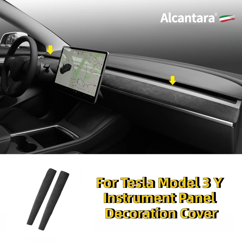 

For Tesla Model 3 Y Alcantara Instrument Panel Decoration Cover Suede Patch Protective Shell Upgrades Modify Car Accessories