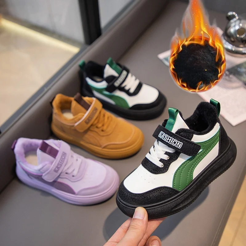 

Children's Sneakers New Fall and Winter Warm Two Cotton Shoes Boys and Girls Padded Board Shoes Soft Bottom Casual Shoes