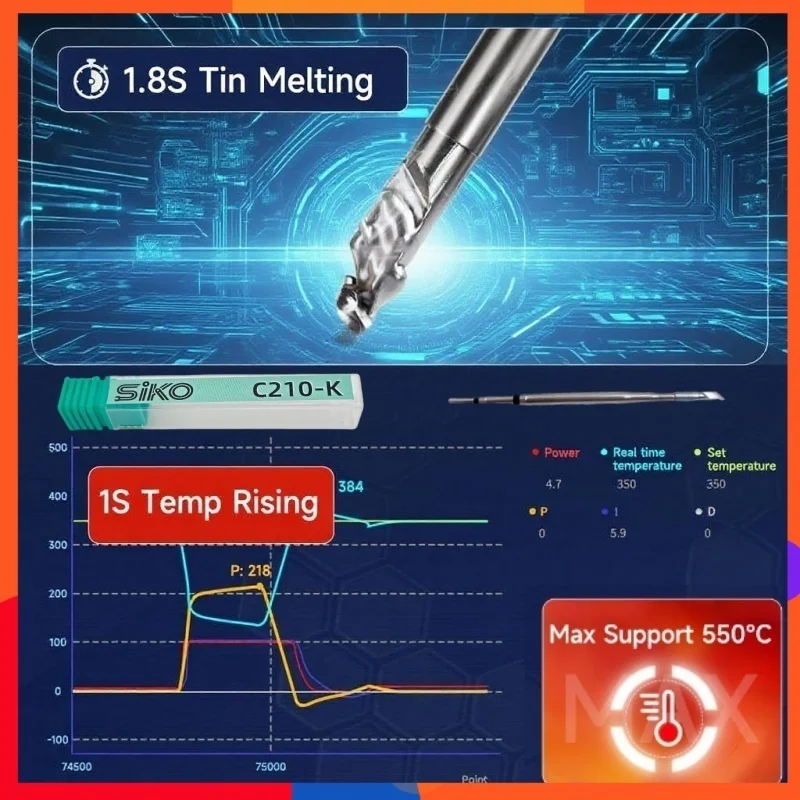 

1 шт. SIKO C210 паяльное жало прецизионный сварочный инструмент с 1s быстрым нагревом и 2s оловамирование, совместимый с JBC T210/T80/HS02
