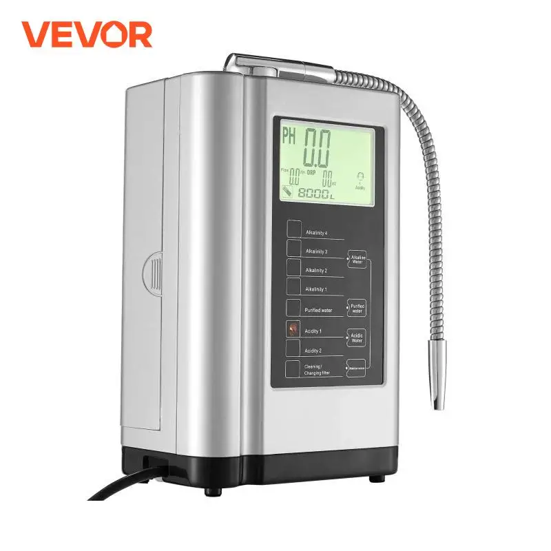 VEVOR Alkaline Water Ionizer Machine pH 3.5-10.5 Alkaline Acidic Hydrogen Water Purifier 7 Water Settings Home Filtration System