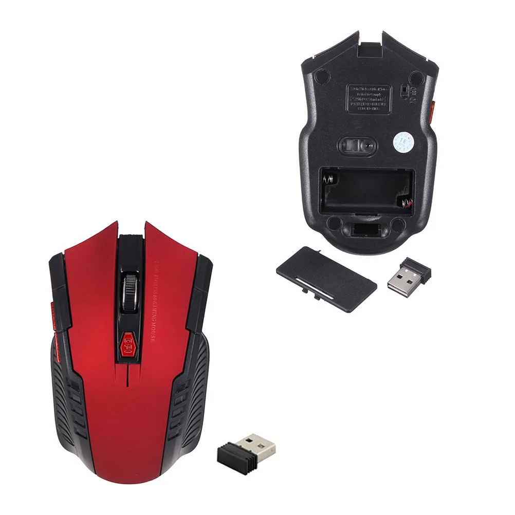 무선 게임 2.4Ghz 6 버튼 USB 광학 게임용 컴퓨터 빨간색 휴대용 경량 3단계 Dpi 10M 감지 거리 무선