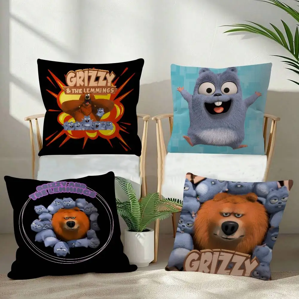 Cartoon Grizzy and the Lemmings  Personalized Pillow Dust Cover Bedroom Kids Party Decoration Pillowcase Birthday Children Gift