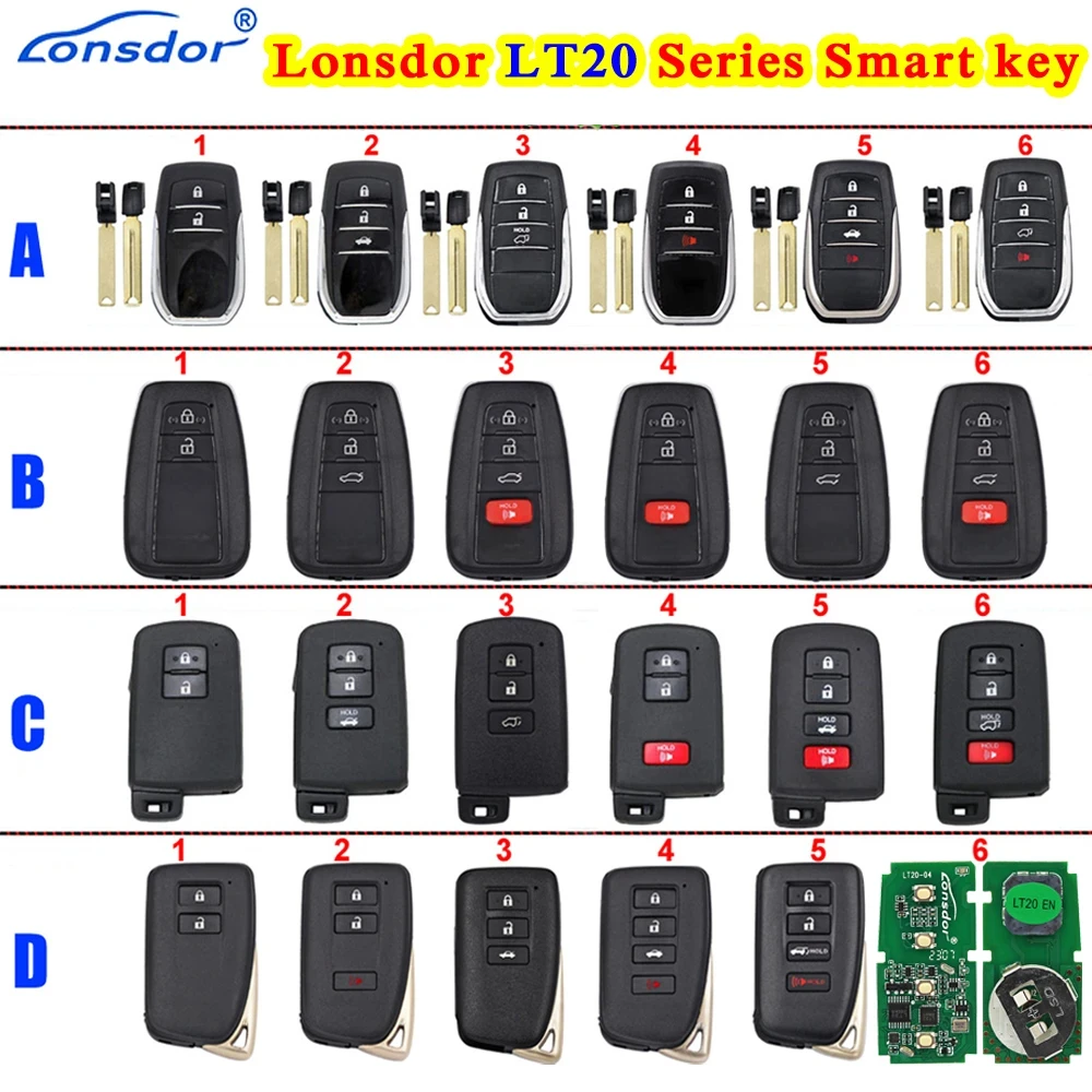 Lonsdor LT20 Series Universal Smart Remote Key 8A 4D for Toyota Lexus for KH100+ K518 K518ISE