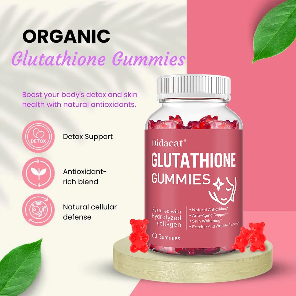 Collagen Glutathione Gummies, Natural Antioxidant, Anti-Aging Support, Skin Whitening, Freckle and Wrile Remoa