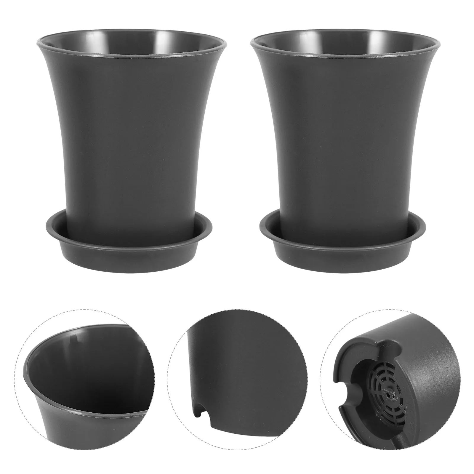 

10Pcs Small Plant Pots 9Cm Dark Grey Plastic Planter for Indoor Outdoor Plants with Saucer Drainage Modern Decorative Nursery
