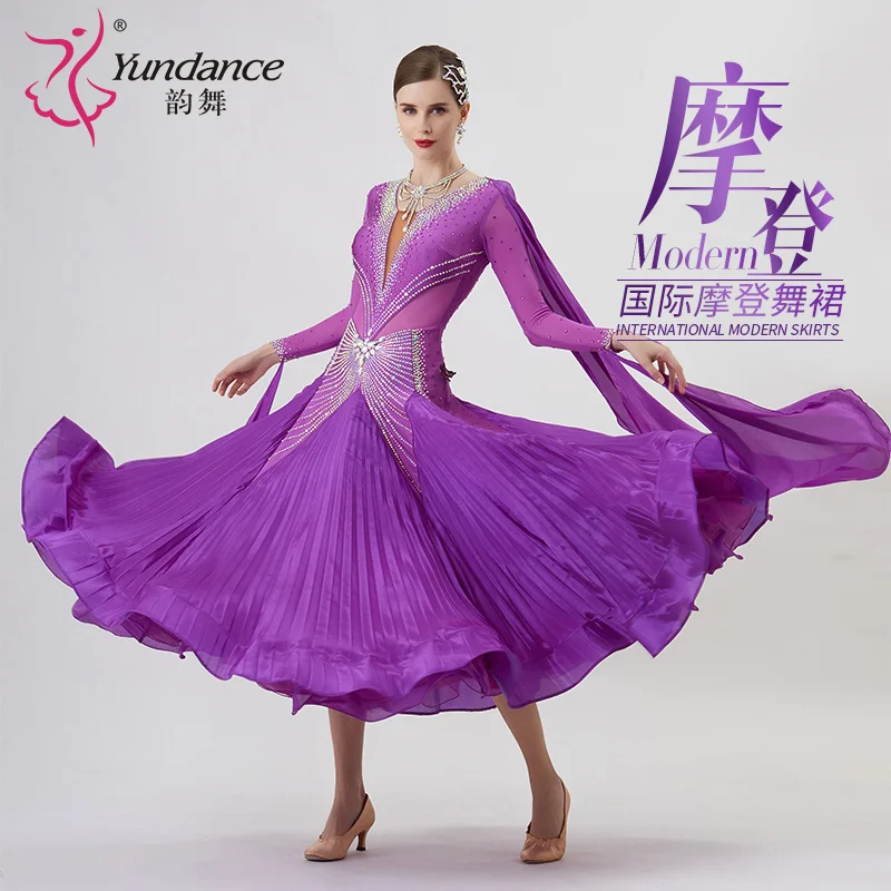 

B-22218 Custom New International Standard Ballroom Dance Dress High Quality Pearl Silk Ballroom Dance Dresses for Sale