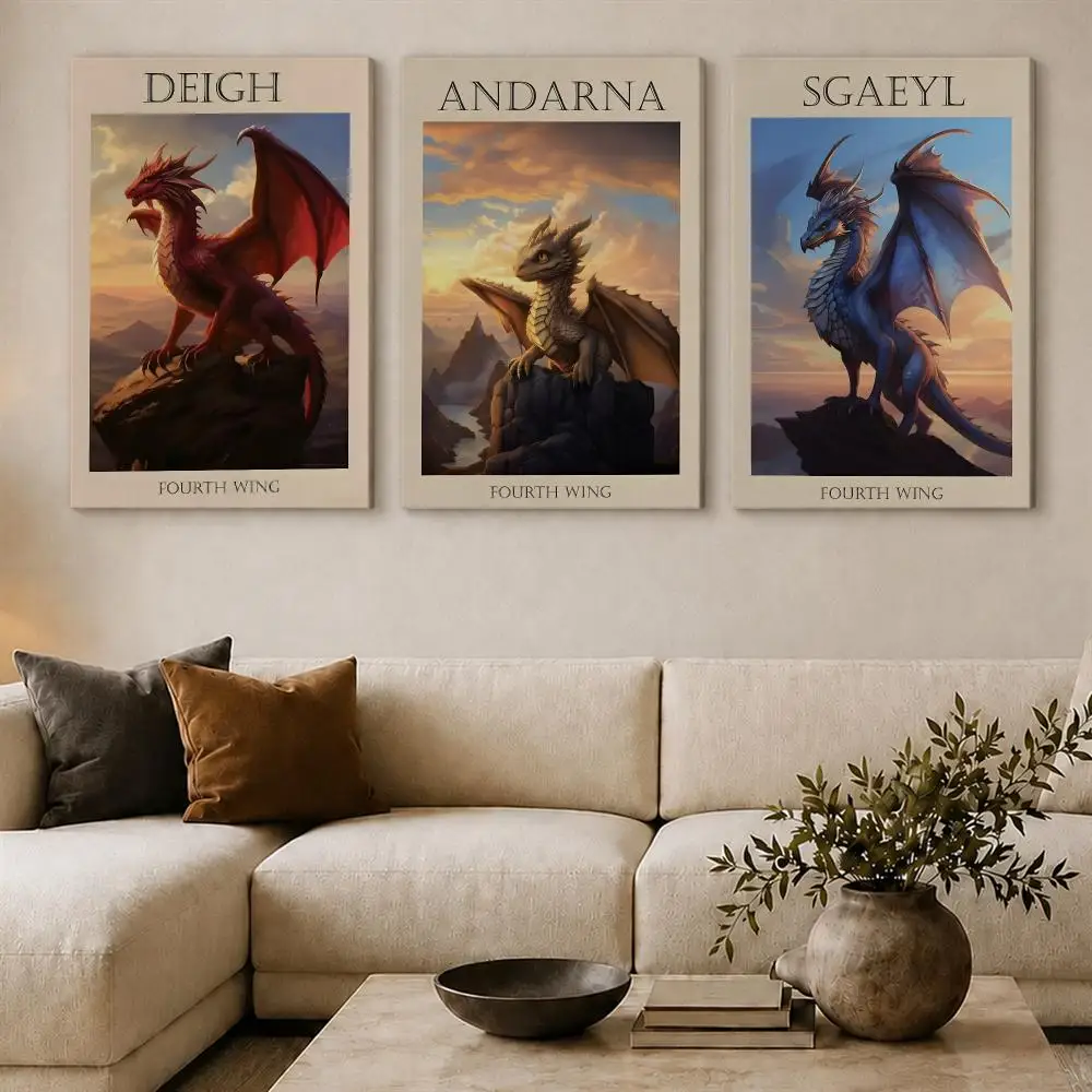 Anime Novel F-Fourth Wing Poster Framed Canvas Wall Art Gallery Wrapped Ready To Hang Living Room Bedroom Home Decor