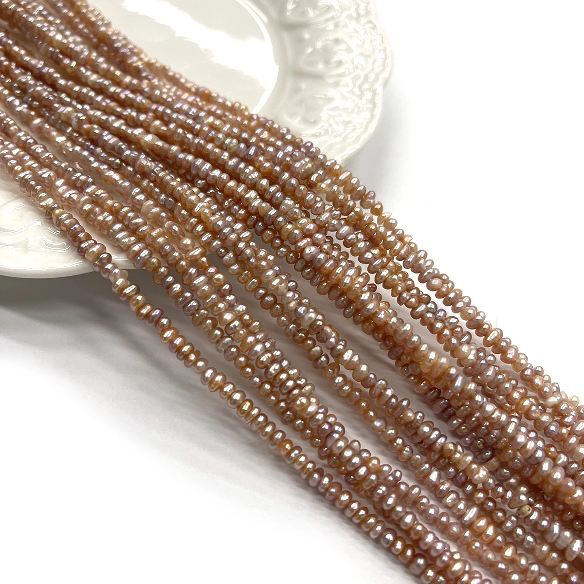 3-4mm Zufällige Rosa-Lila Unregelmäßige Süßwasserperlen Halbfertige Perlenkomponenten für Handgemachte DIY-Schmuck- und Bastelprojekte – Detail 6