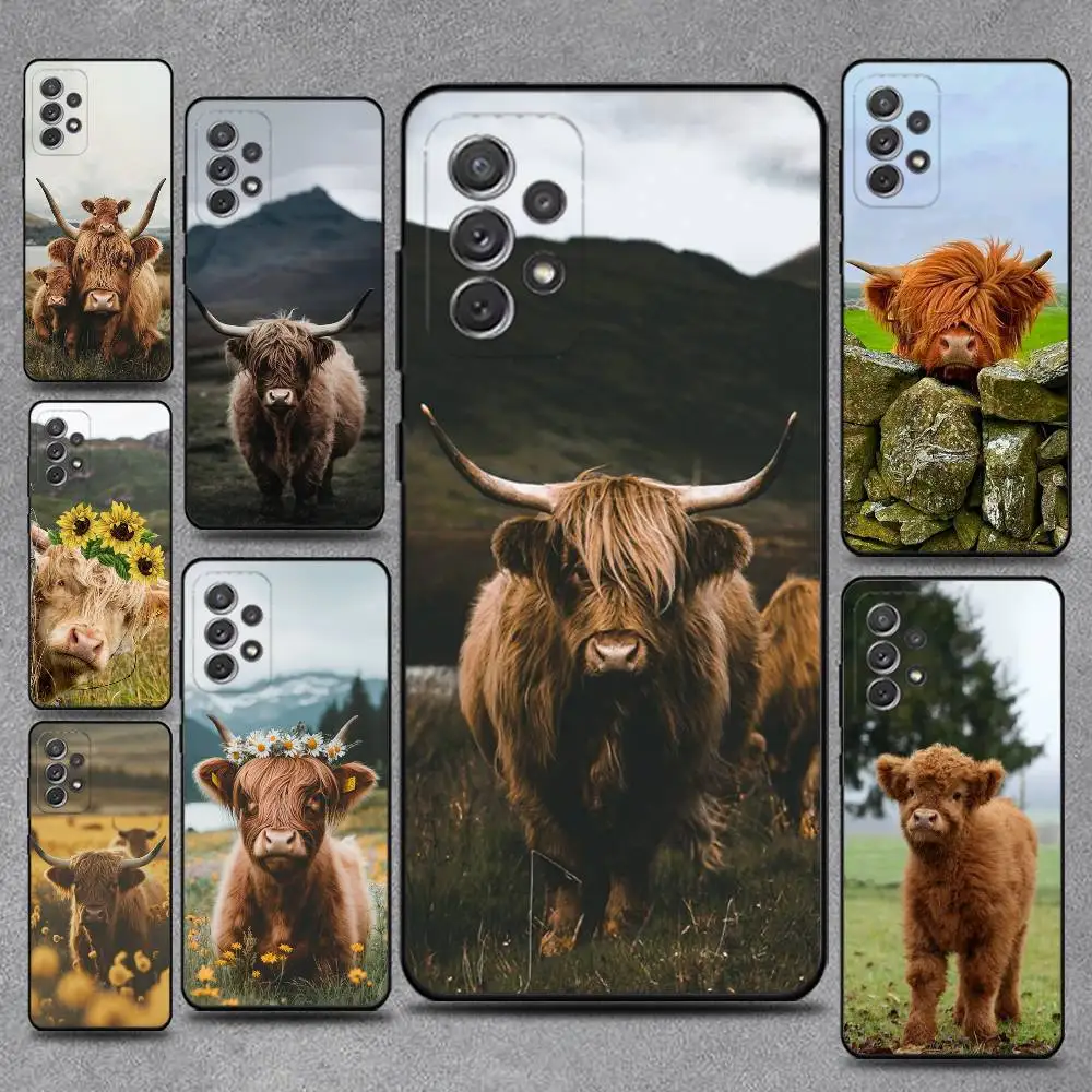 

Cute Highland Cow Phone Case For Samsung S25,S24,S21,S22,S23,S30,Ultra,S20,Plus,Fe,Lite,Note,10,9,5G Black Cover