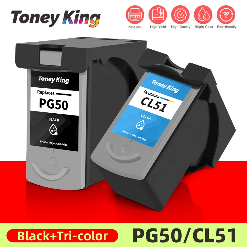 

Toney King PG 50 CL 51 PG50 CL51 Ink Cartridges For Canon Pixma iP2200 iP6210D iP6220D MP150 MP160 MP170 MP180 MP450 Printer