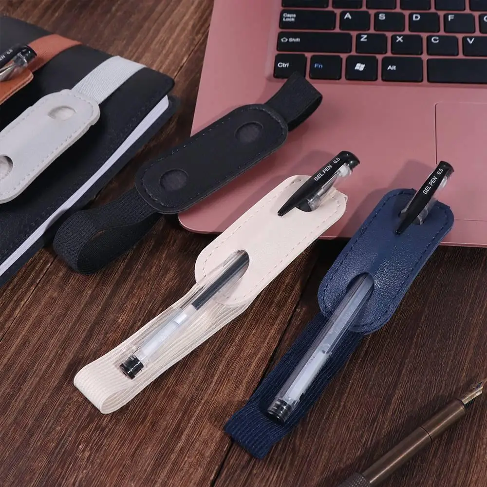 6Pcs Adjustable Straps Elastic Band Pen Holder Colorful Detachable Pen Sleeve Pouch PU Leather Light Weight